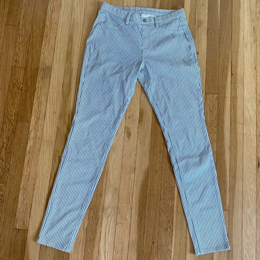 Uniqlo Super Stretchy Blue & White Stripe Denim Pants